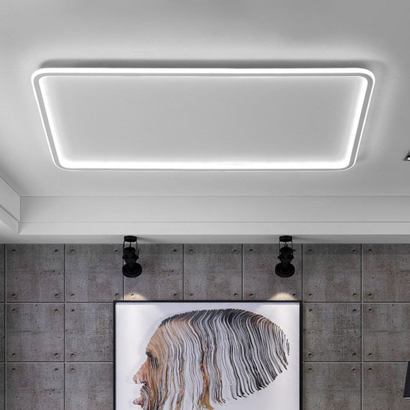 Modern Led Flush Mount Ceiling Light - Extra-Thin Aluminum Fixture In White / Rectangle