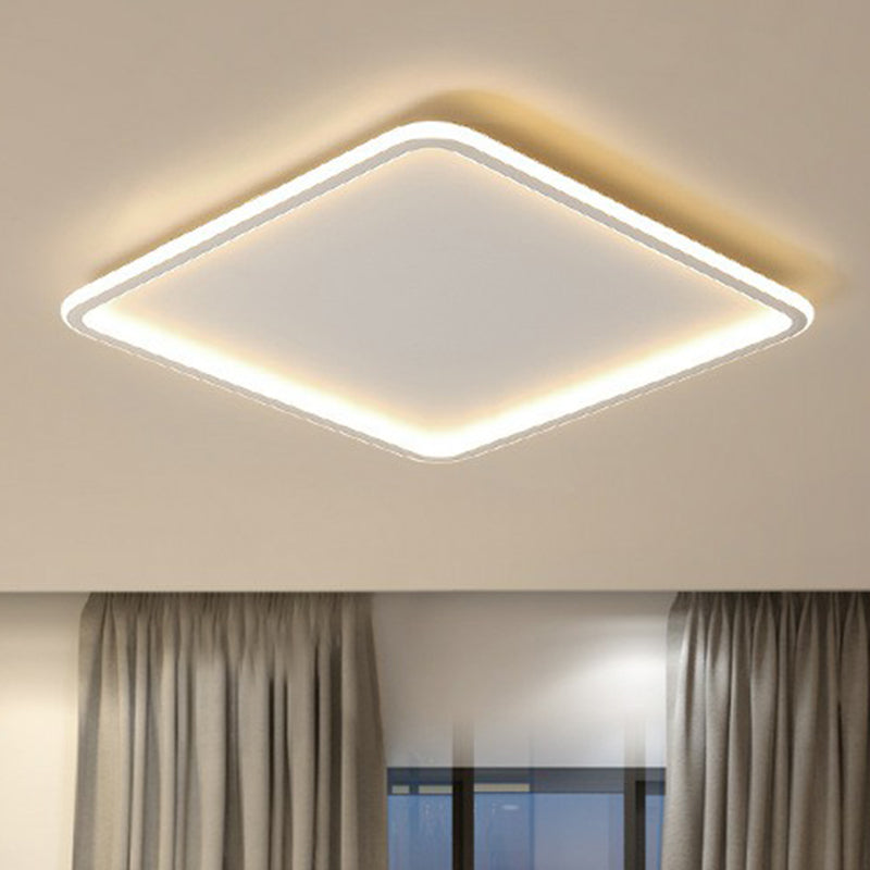 Modern Led Flush Mount Ceiling Light - Extra-Thin Aluminum Fixture In White / Warm Square