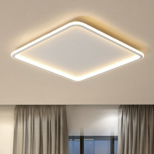 Modern Led Flush Mount Ceiling Light - Extra-Thin Aluminum Fixture In White / Warm Square