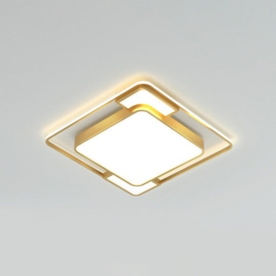 Modern Geometric Led Flush Mount Gold Ceiling Light For Living Room / 16.5 Warm