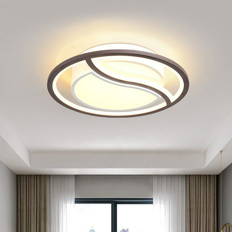 Modern Geometric Led Flush Mount Ceiling Light In Coffee Acrylic For Your Living Room