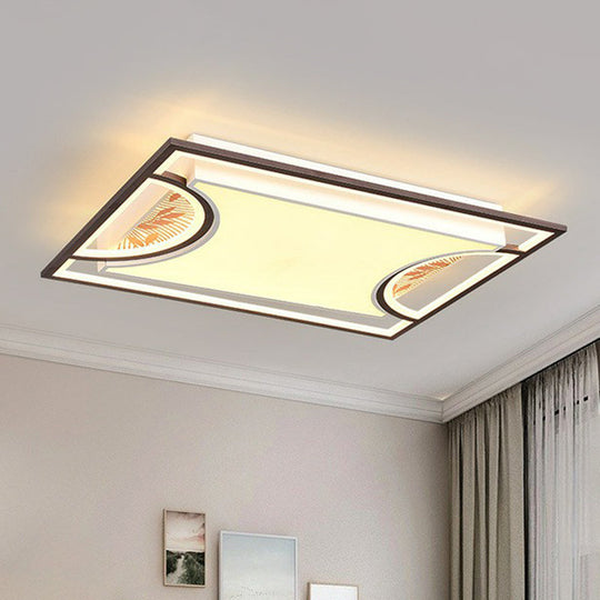 Geometric Led Flush Mount Ceiling Light In Coffee - Simplicity For Living Room