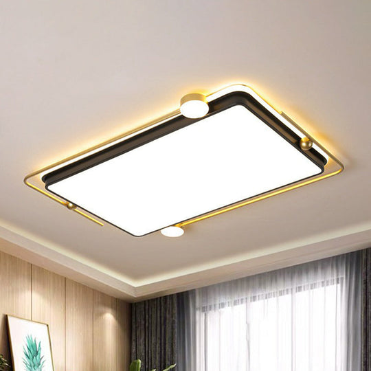 Modern Gold - Black Geometric Flush Ceiling Light: Led Mount Fixture For Contemporary Metal Bedroom