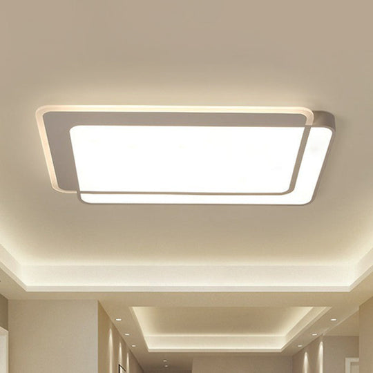 Contemporary Ultra - Thin Led Flush Mount Ceiling Light In White - Acrylic Living Room Lighting