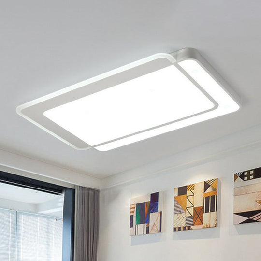 Contemporary Ultra - Thin Led Flush Mount Ceiling Light In White - Acrylic Living Room Lighting