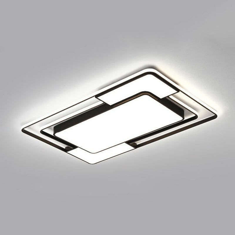 Modern Black Led Flush Mount Ceiling Light: Splicing Aluminum Design - Ideal For Living Room / 23.5