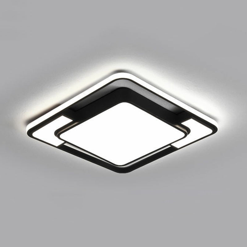 Modern Black Led Flush Mount Ceiling Light: Splicing Aluminum Design - Ideal For Living Room / 16.5