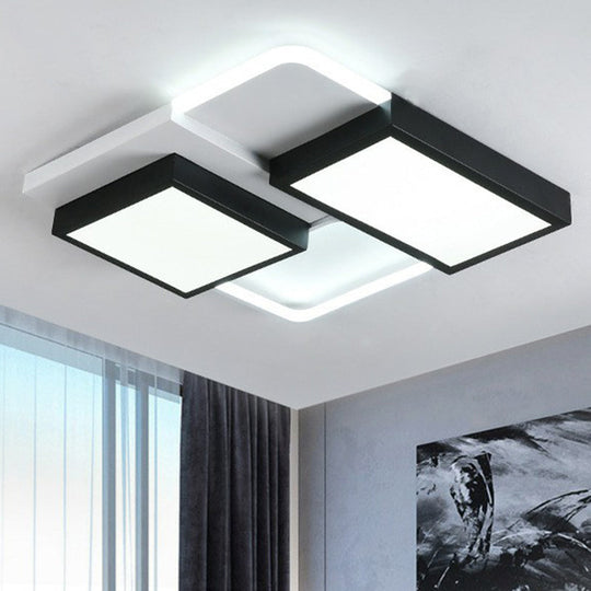 Modern Black Acrylic Led Flush Ceiling Light Fixture / 21.5’ Third Gear