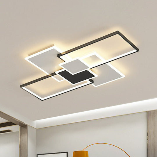 Rectangle Led Flush Mount Ceiling Light - Modern Simplicity For Living Rooms Black / 27.5’ Warm