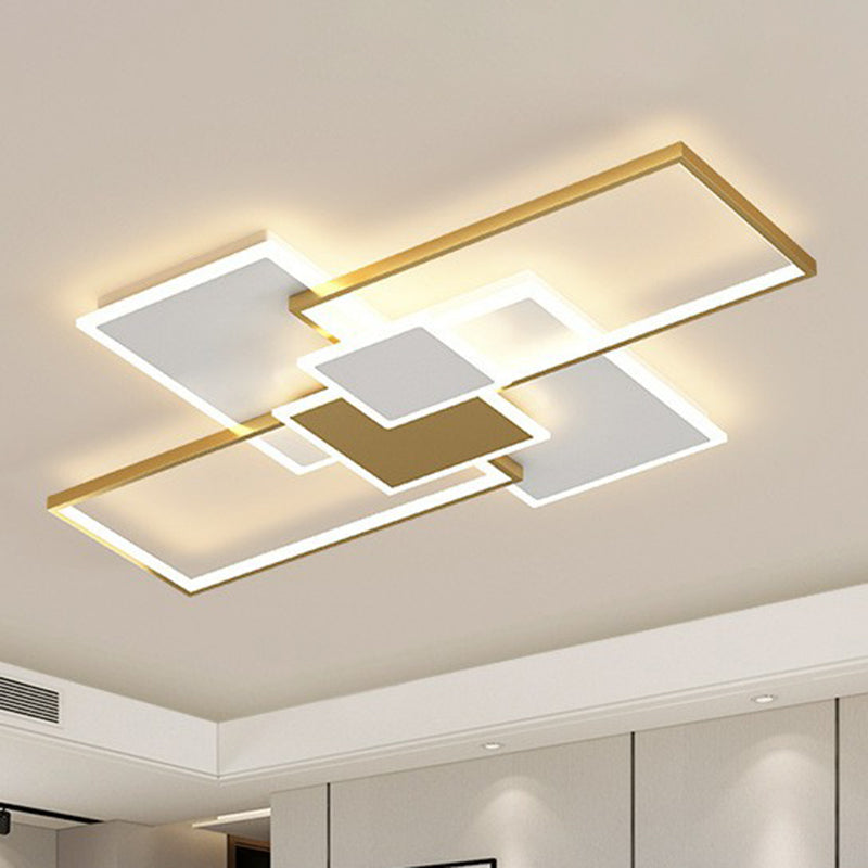 Rectangle Led Flush Mount Ceiling Light - Modern Simplicity For Living Rooms Gold / 27.5 Warm