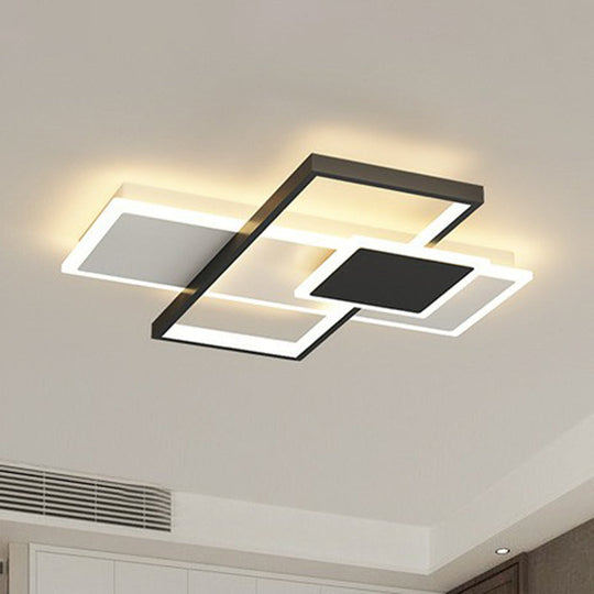 Rectangle Led Flush Mount Ceiling Light - Modern Simplicity For Living Rooms Black / 16.5’ White