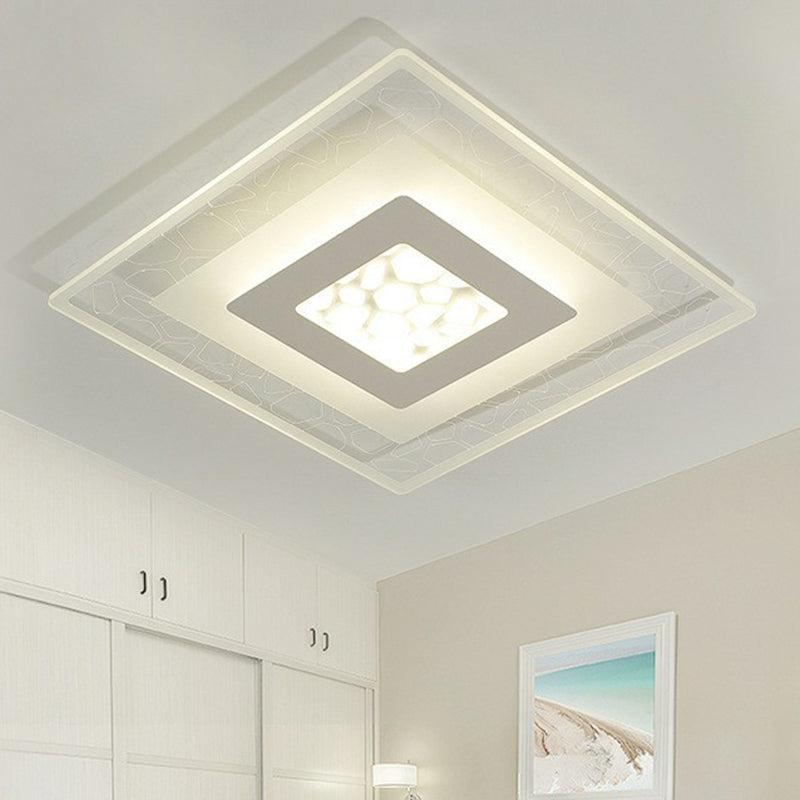 Modern Square Flush Led Ceiling Light Fixture For Bedroom Clear Acrylic Design / 8’ Third Gear
