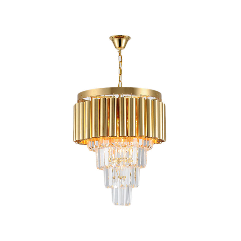 Postmodern Crystal & Metal Chandelier Light - 5/8/10 Lights Gold Finish 16’/19.5’/23.5’ Wide