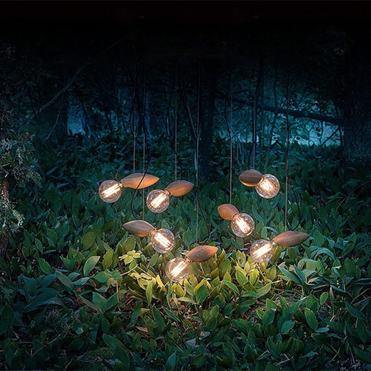 Nordic Style Hanging Pendant Light – Bee-Shaped Restaurant Ceiling Wood Finish