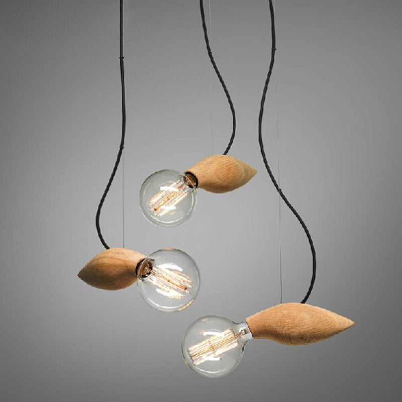 Nordic Style Hanging Pendant Light – Bee-Shaped Restaurant Ceiling Wood Finish