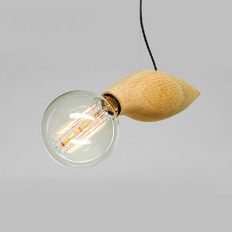 Nordic Style Hanging Pendant Light – Bee-Shaped Restaurant Ceiling Wood Finish