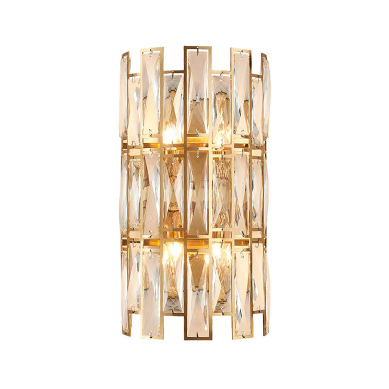 Modernist Style Clear Crystal Wall Sconce - Gold Finish 4 Lights Corridor Lighting 11/17 Wide