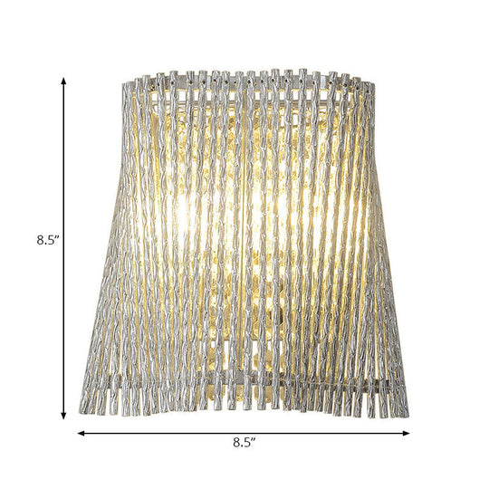 Modern Aluminum Tapered Wall Lamp - 2-Light Chrome Mount With Crystal Beaded Strand
