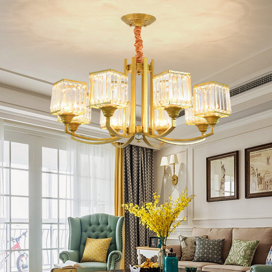 Minimalist Crystal Sputnik Chandelier Pendant Light - Gold Finish (3/6/8 Lights) For Living Room