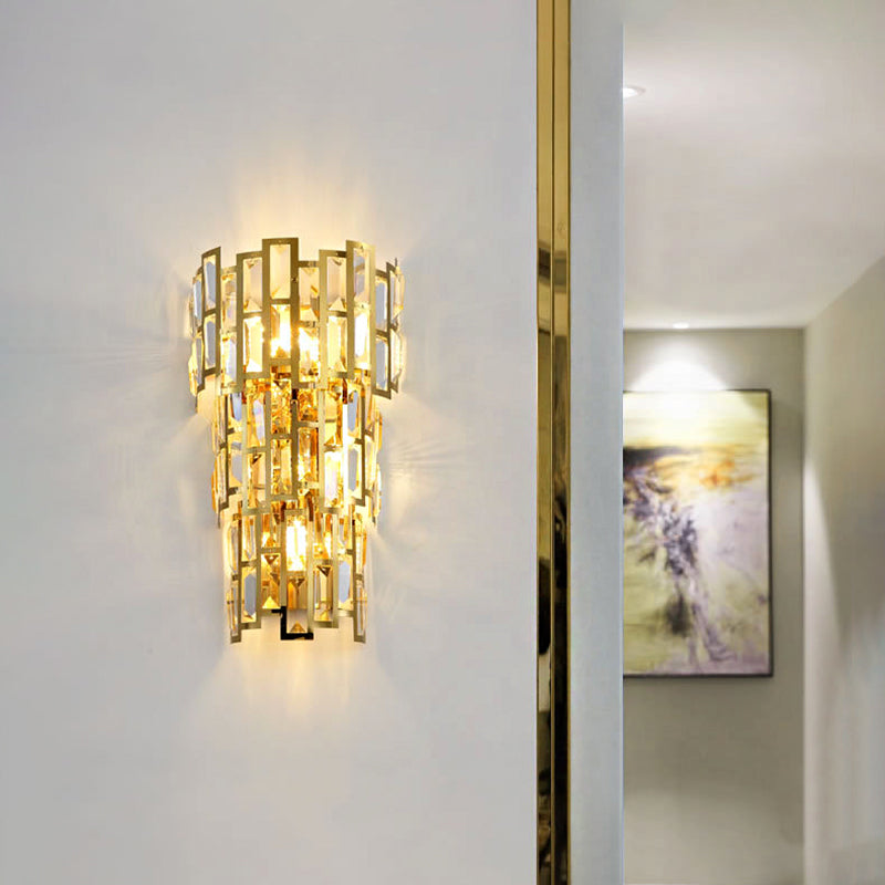 Vintage-Style Crystal Tiered Wall Sconce: Gold Finish 3/5 Lights Living Room Lamp 5 /