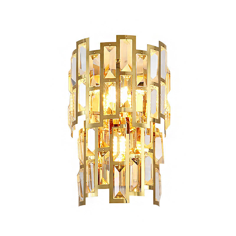 Vintage-Style Crystal Tiered Wall Sconce: Gold Finish 3/5 Lights Living Room Lamp