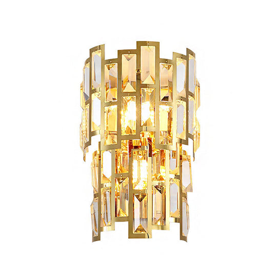 Vintage-Style Crystal Tiered Wall Sconce: Gold Finish 3/5 Lights Living Room Lamp