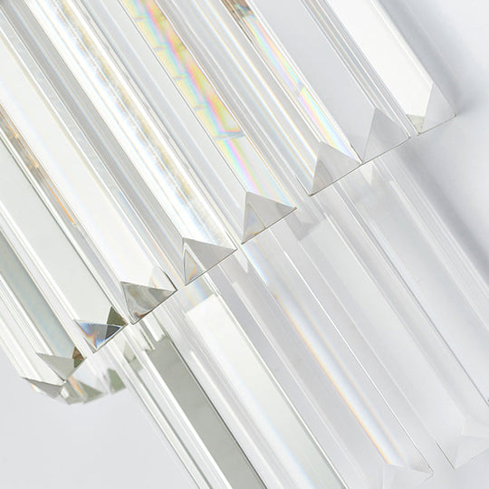 Modernist Clear Crystal Cylinder Wall Lighting Fixture - 2 Lights Golden Sconce Lamp (18/21.5