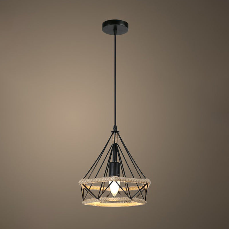Rustic Hemp Rope Pendant Light Fixture In Brown - Vintage Wrapped Hanging Lamp With 1 Bulb / A