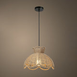 Rustic Hemp Rope Pendant Light Fixture - Brown 1 Bulb Hanging / G