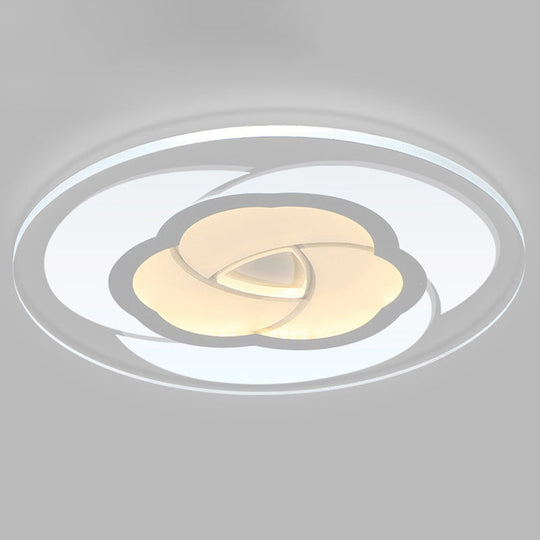 Modern Metallic Led Flush Ceiling Light Fixture With Clear Floral Design - Ideal For Living Room