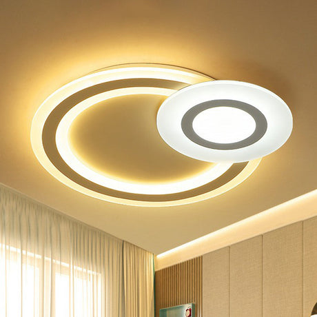 Minimalist White Led Flush Mount Fixture - Ultra-Thin Acrylic Lighting For Kids Bedroom / Circle