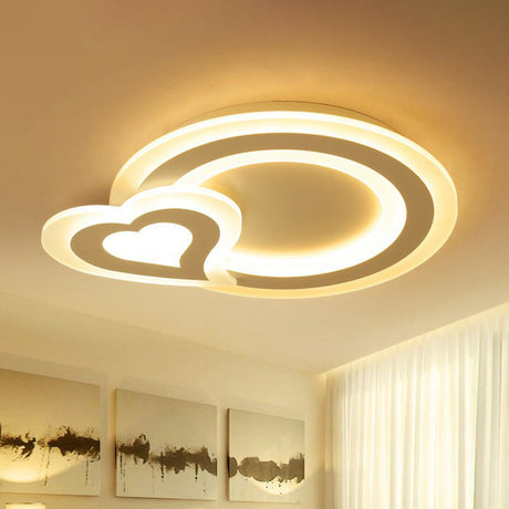 Minimalist White Led Flush Mount Fixture - Ultra-Thin Acrylic Lighting For Kids Bedroom / Loving