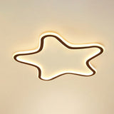Modern Aluminum Led Flush Ceiling Light For Kids Bedroom - Loop In Black / Warm Star