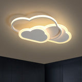 Minimalist White Led Flush Mount Fixture For Kids Bedroom - Metallic Cloud Design / 10 Warm