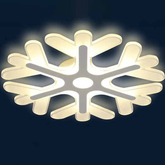 Modern Acrylic Led Snowflake Flush Mount Ceiling Light For Living Room