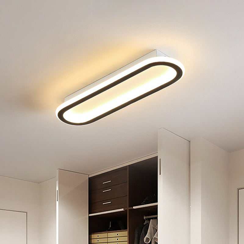 Modern Black Led Flush Ceiling Light For Corridors - Linear Acrylic Design