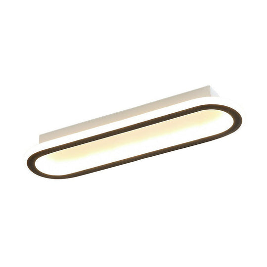 Modern Black Led Flush Ceiling Light For Corridors - Linear Acrylic Design