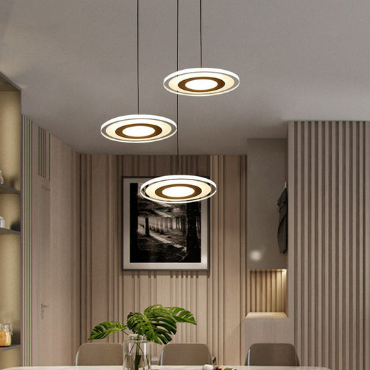 Ultrathin Clear Multi Light Pendant Modern LED Dining Room Hanging Lighting Clear / White / Round