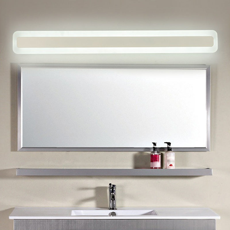 Simplicity Acrylic Led Vanity Light: Rectangular Wall Sconce For White Bathroom Lighting