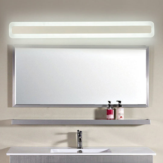 Simplicity Acrylic Led Vanity Light: Rectangular Wall Sconce For White Bathroom Lighting