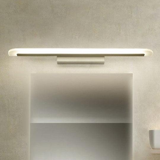 Sleek White Acrylic Led Vanity Light Fixture - Linear Bathroom Sconce With Simplicity Design