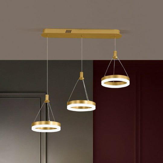 Plafonnier LED géométrique moderne - Finition métallique, 3 ampoules - Luminaire de salle à manger