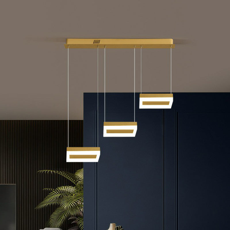 Plafonnier LED géométrique moderne - Finition métallique, 3 ampoules - Luminaire de salle à manger