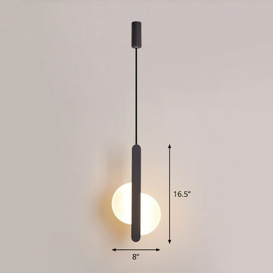 Nordic Style Acrylic Led Ceiling Pendant Light For Bedside Black / A
