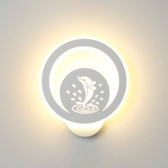 Modern Circular Sconce Lighting: Acrylic Led Wall Light Fixture In White For Living Room / A