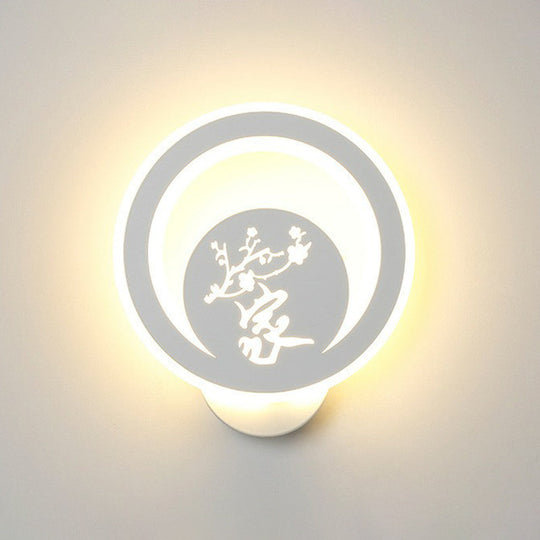 Modern Circular Sconce Lighting: Acrylic Led Wall Light Fixture In White For Living Room / E