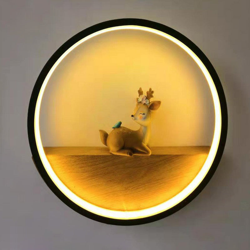Modern Led Wall Sconce With Decorative Deer For Living Room Black / Warm