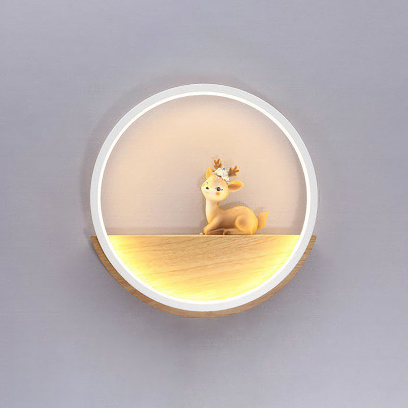 Modern Led Wall Sconce With Decorative Deer For Living Room White / Warm