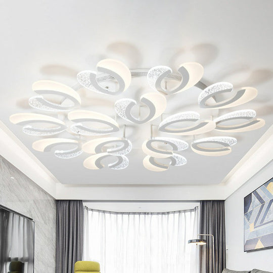 Led White Flush Ceiling Light – Stylish V - Shaped Acrylic Fixture For Modern Living Room