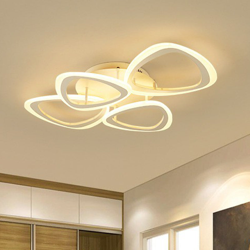 Contemporary Triangle Led Flush Mount Light For Living Room Ceiling In White Acrylic 4 / Warm